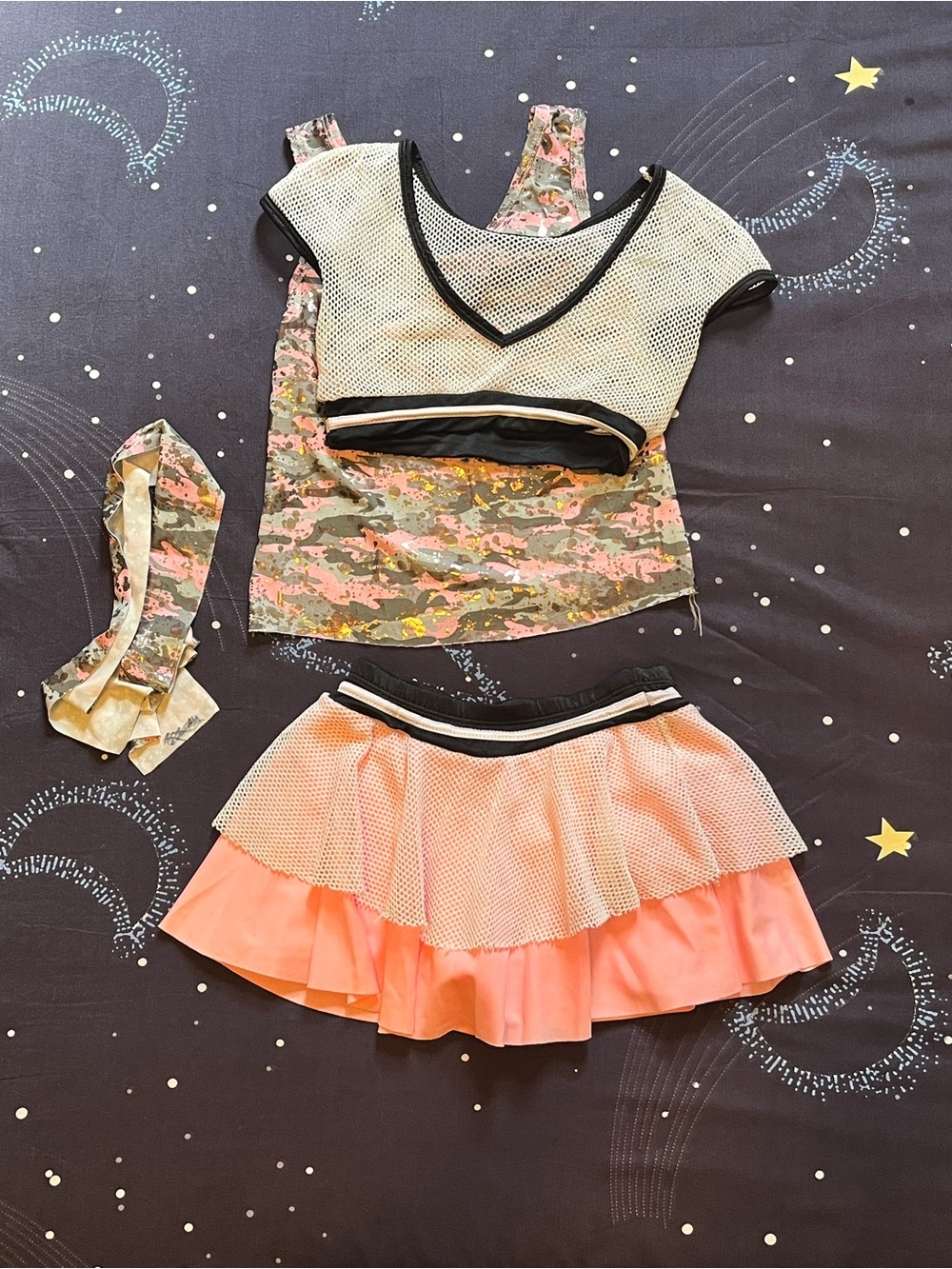 Girls Sz 7/8 hip hop kpop cheerleader Halloween Dance costume skort crop